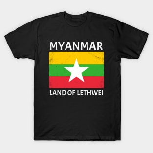 Myanmar Flag Land of Lethwei T-Shirt